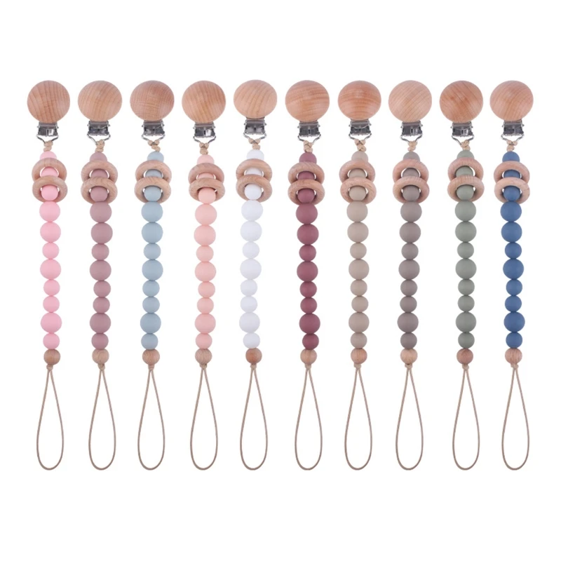 

Baby Pacifier Clip Silicone Pacifiers Holder Chain Beech Circle Ring Teething