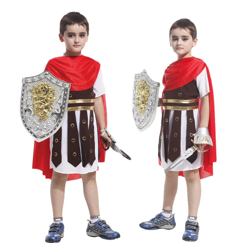 

Halloween Kids Children Royal Warrior With Hat Shoes Cover Medieval Knight Costume For Boys Purim Carnival Party Costumes Dress