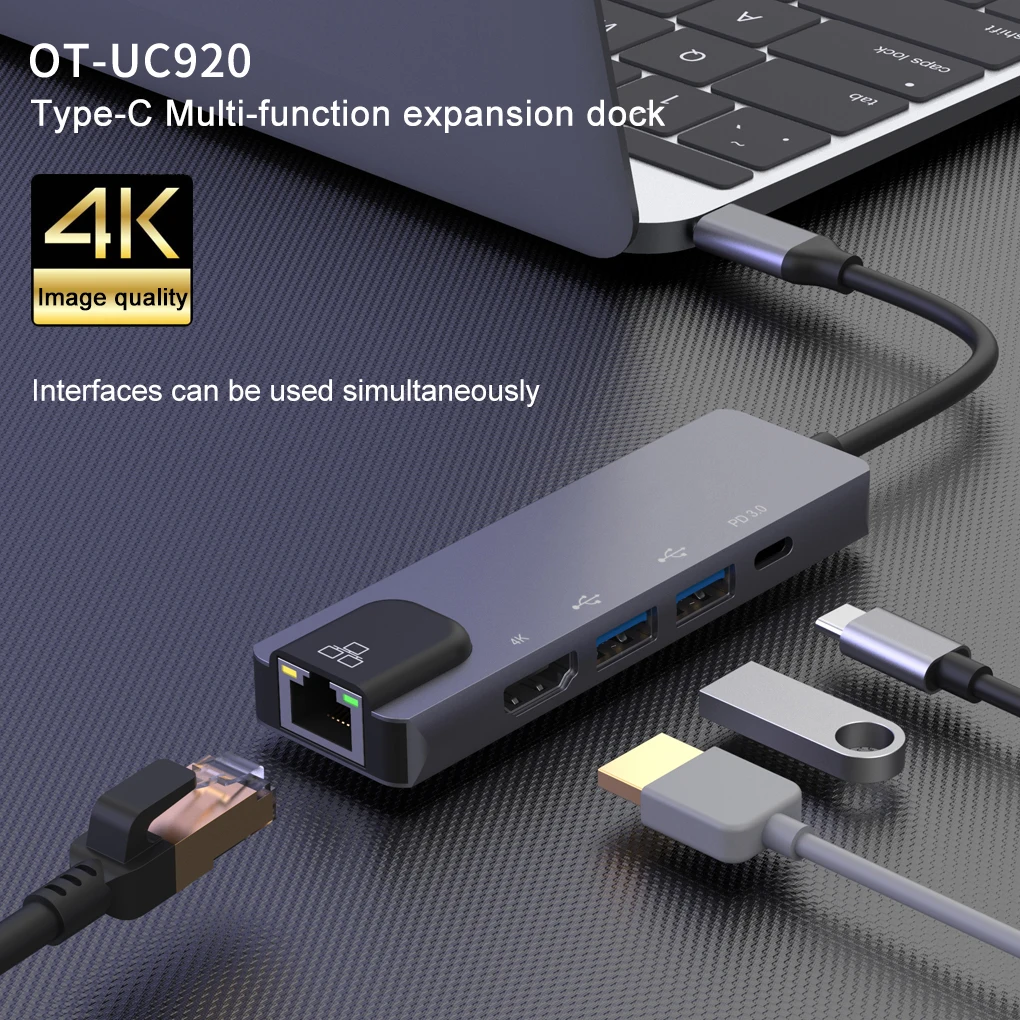 

Док-станция 5-в-1 портативная с разъемом USB Type-c и поддержкой быстрой зарядки
