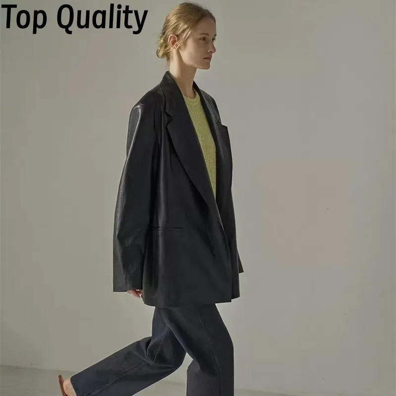Новый женский весенне-осенний костюм кожаная куртка женская свободная с