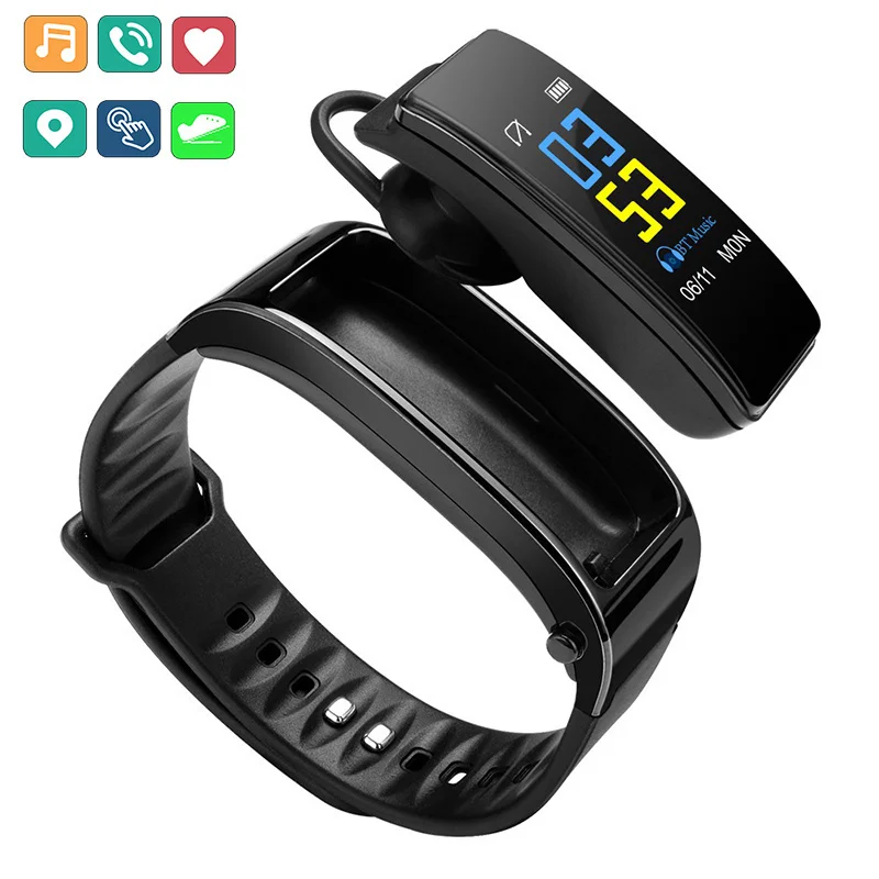 

Wireless Bluetooth Earphone Smart Watch Ear Buds Health Tracker Pedometer Fitness Bracelet Smart Wristband Bluetooth Headset