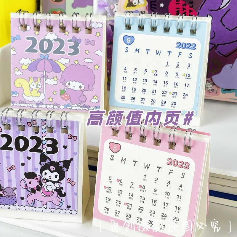 

2023 6.5*7.5 Sanrio Mini Desk Calendar Cute Cartoon Shaped Desktop Room Decoration Stationery Office School Supplies Kawaii Gift