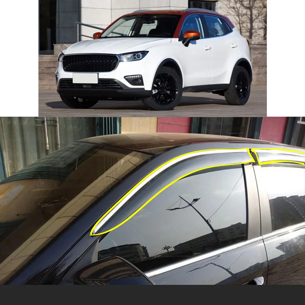 Car Body Styling Sticker Plastic Window Glass Wind Visor Rain/Sun Guard Vent Parts For BORGWARD BX3 2020 2021 2022