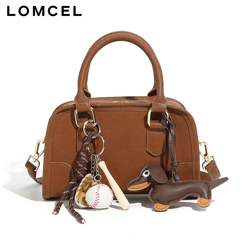 Фото Кожаная сумка LOMCEL 61 Boston - новая модель для женщин, подходит для ежедневных поездок на работу, универсальная сумка-боулинг, сумка через плечо, одинарная. №5