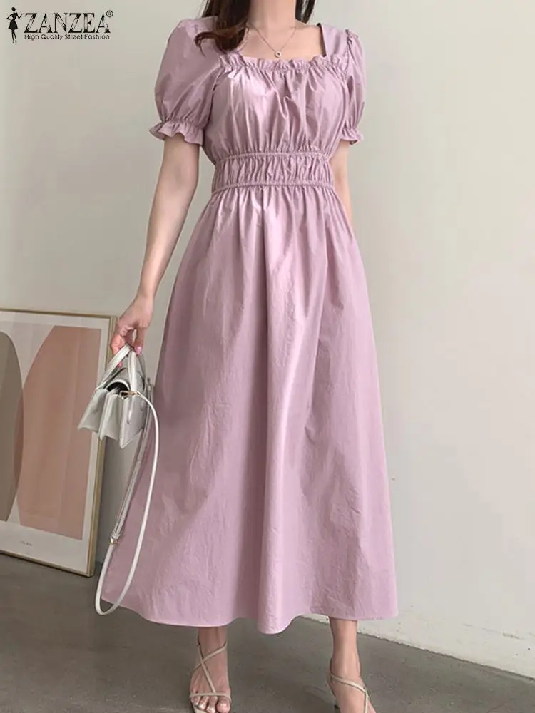

Элегантное праздничное платье ZANZEA с пышными рукавами, Элегантное летнее платье с квадратным вырезом, модель 2023 года, Женский корсет в Корейском стиле