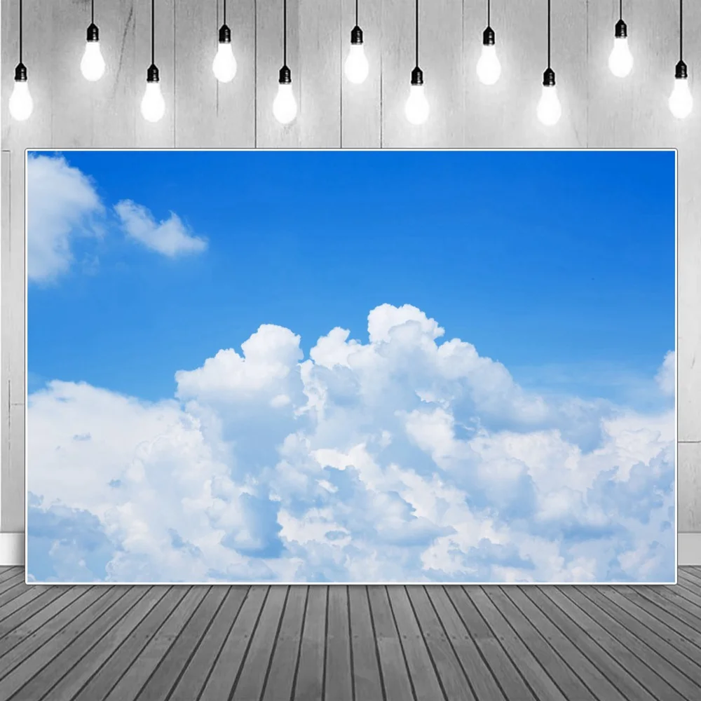 

White Thick Banks Of Clouds Blue Sky Birthday Party Decoration Photography Backdrop Natural Universal Photocall Background Props