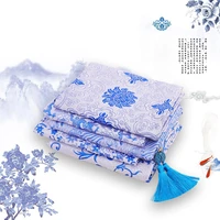 75cm width blue and white porcelain color matching series imitation silk brocade clothing fabric ancient costume fabric