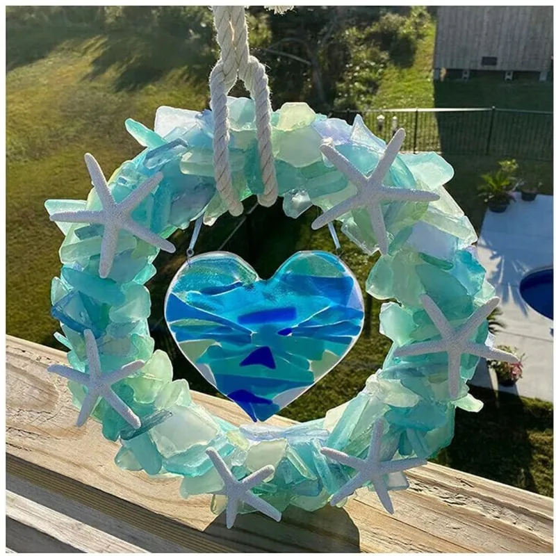 

Hanging Ornament Seaside Style Heart Home Decor Wreath for Party Valentines Indoor Outdoor Party Wall Window Hanging Crafts