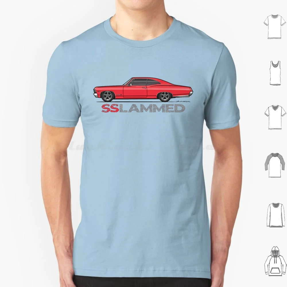 Sslammed Красная футболка для мужчин женщин детей 6Xl 67 1967 Chevy Impala трансформер купе 427 Ss Super Sport V8 350 Custom 454 Lowrider 2