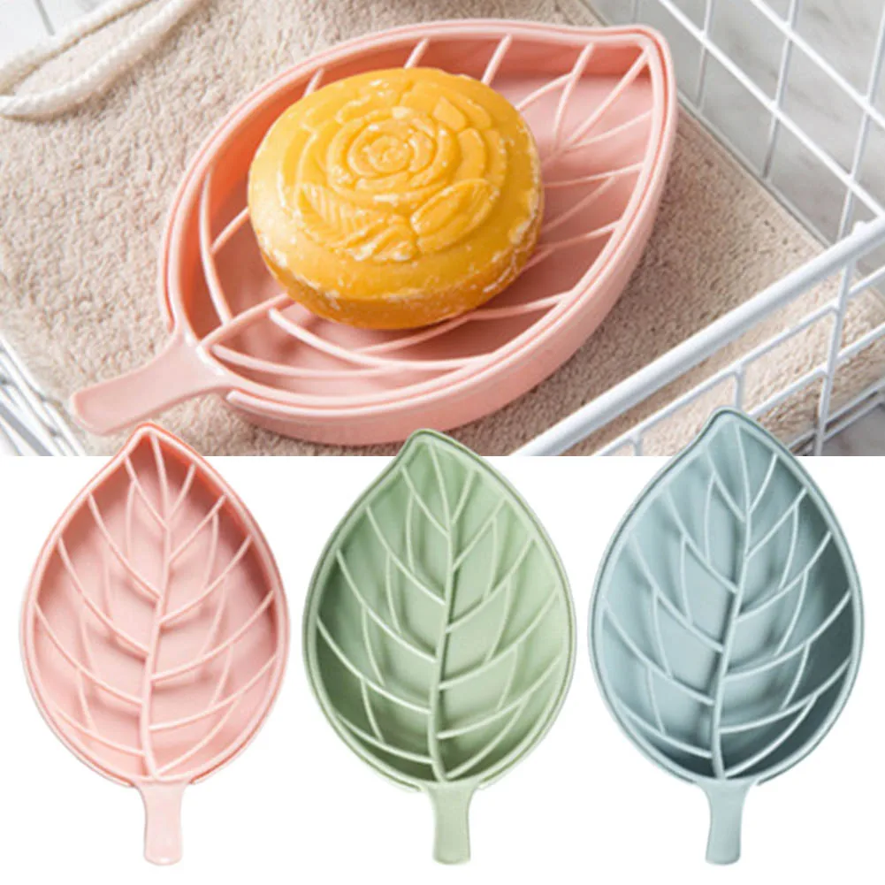 

Leaf Shape Soap Box Drain Soap Holder Box Bathroom Shower Soap Holder Container Sponge Storage Plate Tray Bathroom Soap Holder