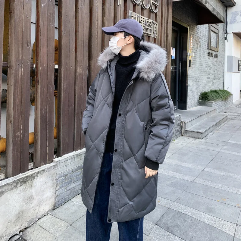 Winter Long Down Jacket Men Warm Fashion Oversize Thick Hooded Coat Men Korean Loose Thicken Jackets Mens Parker Overcoat M-3XL