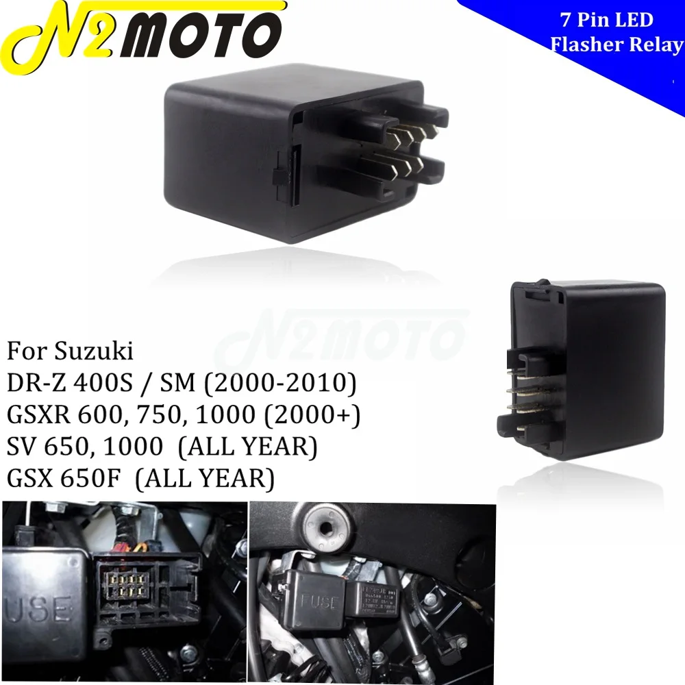 

7-контактный поворотный сигнал для мотоцикла, светодиодное проблесковое реле для Suzuki Hayabusa GSXR 1300 GSF SV Bandit 600/650/750/1000/1200/1250 все