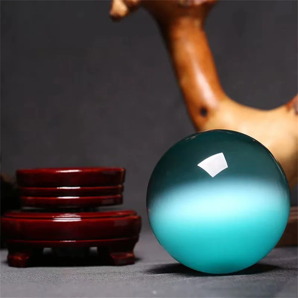 Красота Натуральный Синий Котячий Глаз Хрустальный Шар Гадание Энергетический