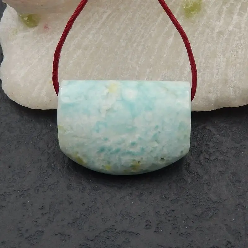 

Semiprecious Stone Necklace Natural Larimar Handmade Fashion Jewelry Pendant Bead 27x20x11mm 10g