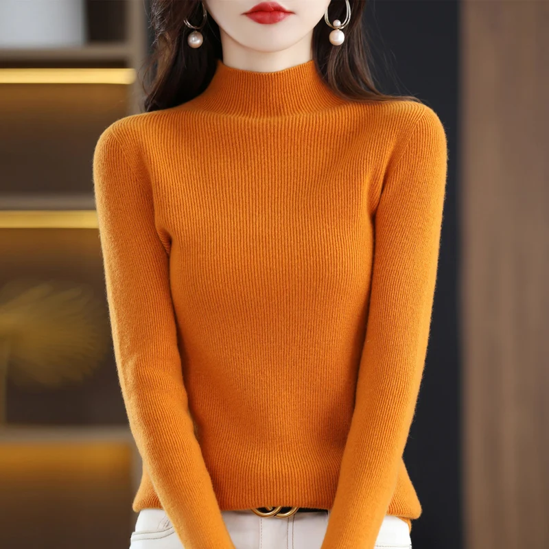 Новинка Осень/Зима 2024 однотонная трикотажная рубашка из 100% чистой шерсти с