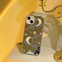 shining moon star phone case for iphone ins mirror style tpu for iphone 13 12 11 x 7 8 6 xs fashion full cover soft phone case