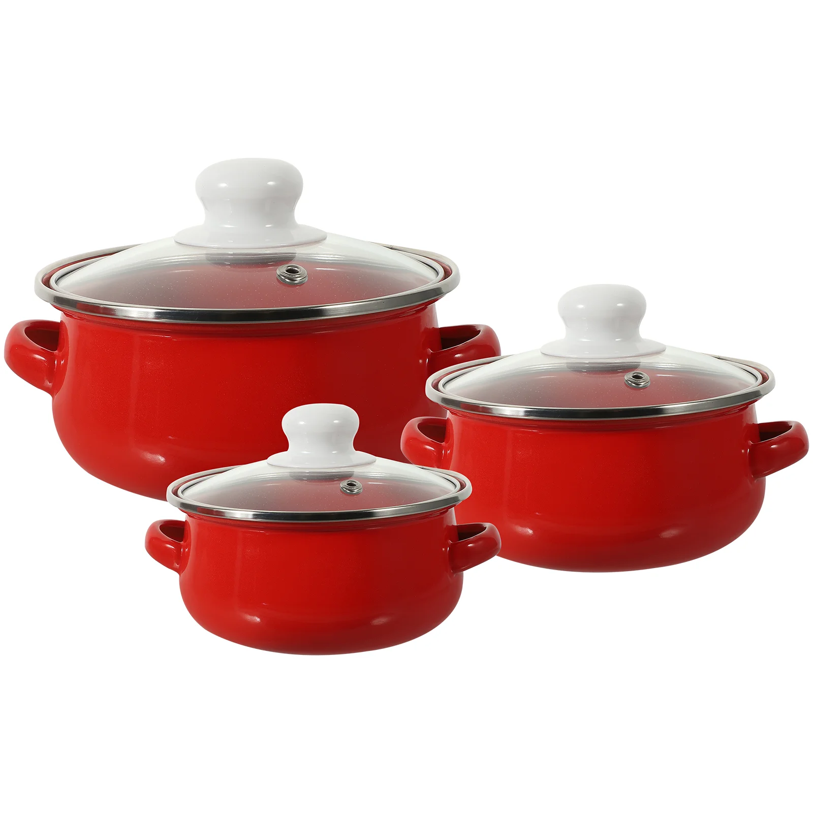 

Small Pot Handle Enamel Soup Cooking Stove Top Flat Bottom Stew Enamelware Pots
