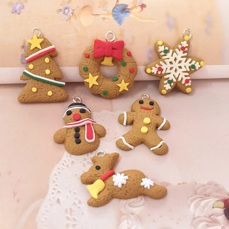 

10pcs Mini Resin Christmas Biscuits Cabochons Flatback Dollhouse Miniatures Accessories Charm Scrapbooking Material Planar Craft