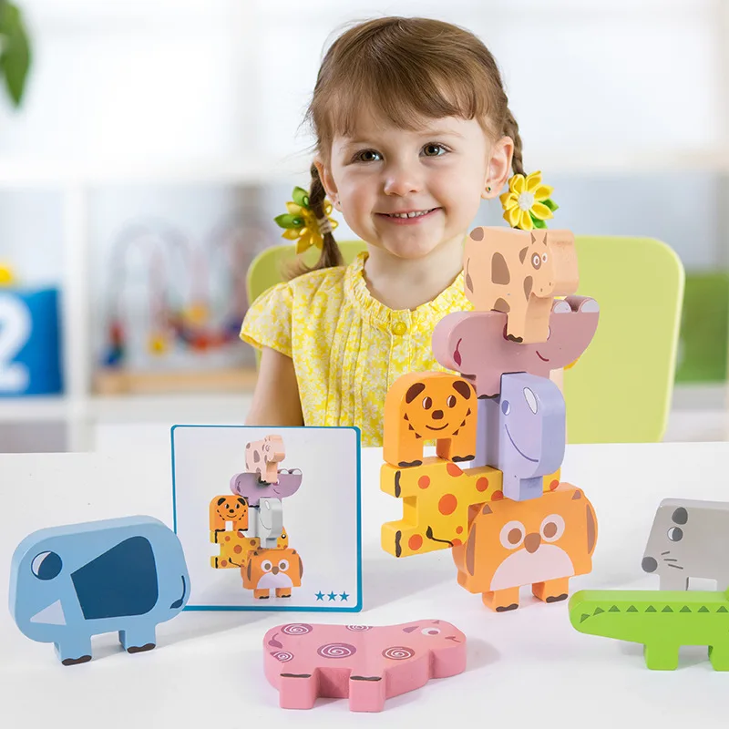 

Animal Stack High Building Blocks Children Puzzle Baby Early Education Hand Eye Coordination Training Balance Game Toys