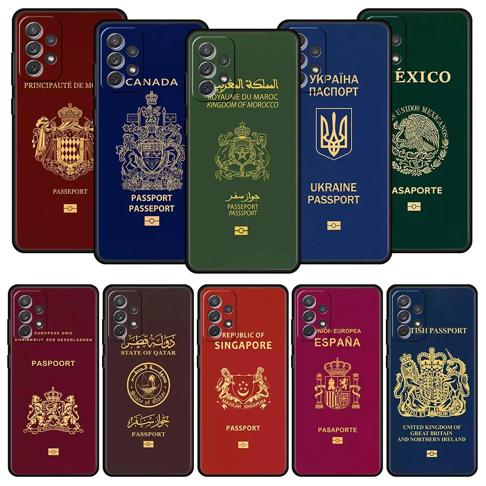 

Morocco Ukraine Passport Phone Case For Samsung A13 A51 A71 A41 A31 A21S A11 A01 A03S A12 A32 A52 A22 A23 A33 A53 A73 5G Cover