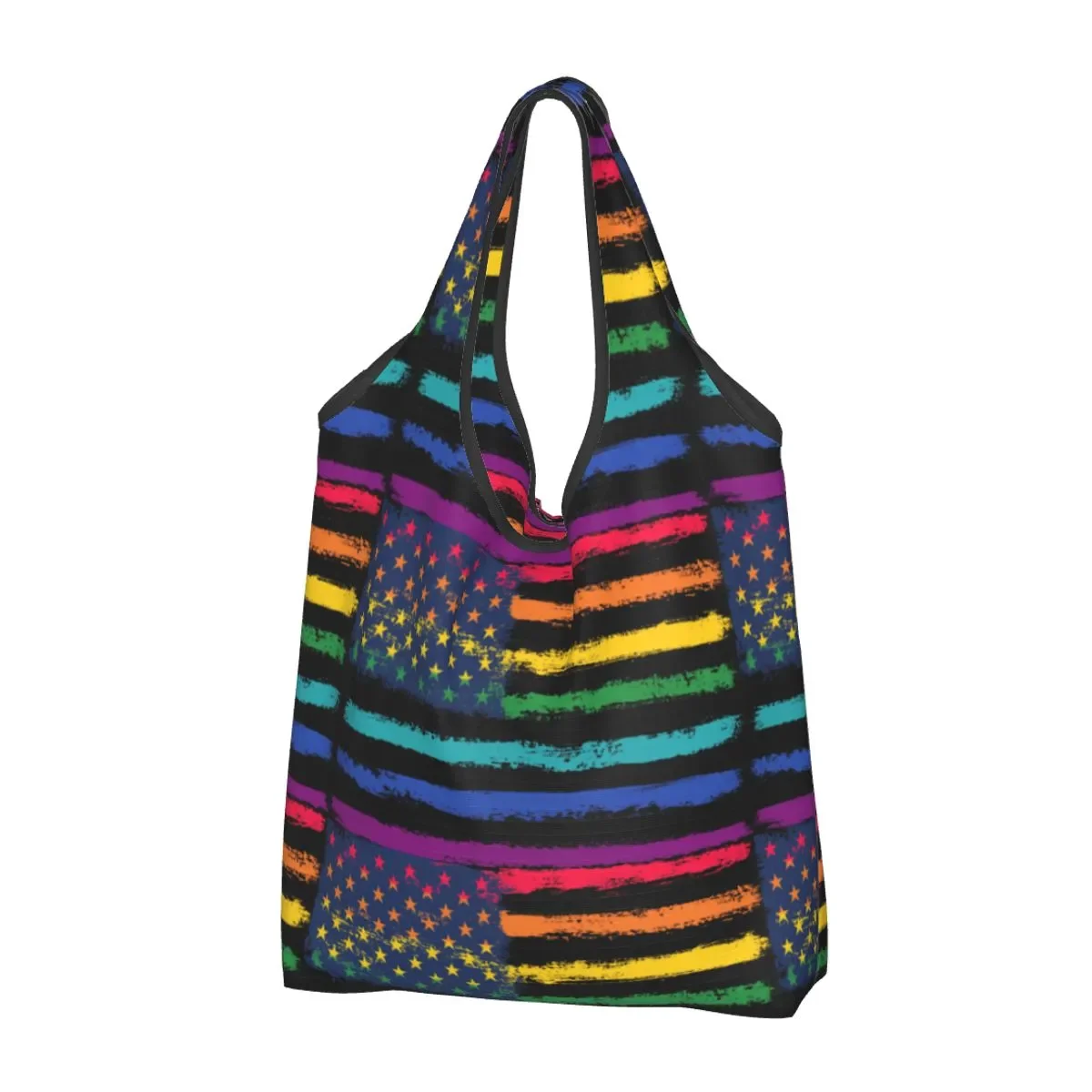 

Переработанная версия, Радужный американский флаг, сумка для покупок, женская сумка-тоут, портативные сумки для покупок продуктов