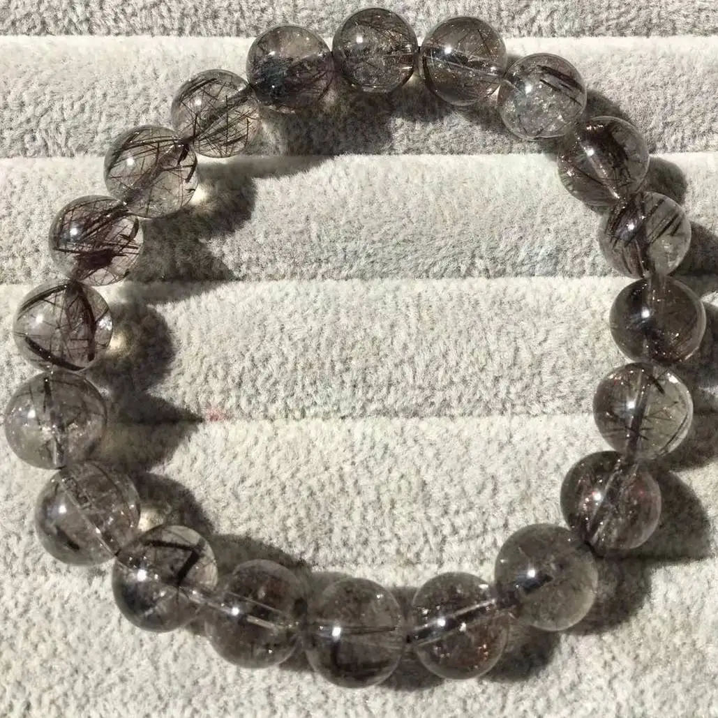 

(3) 1bracelet as photo Approx10mm AKAC natural black rutile quartz bracelet