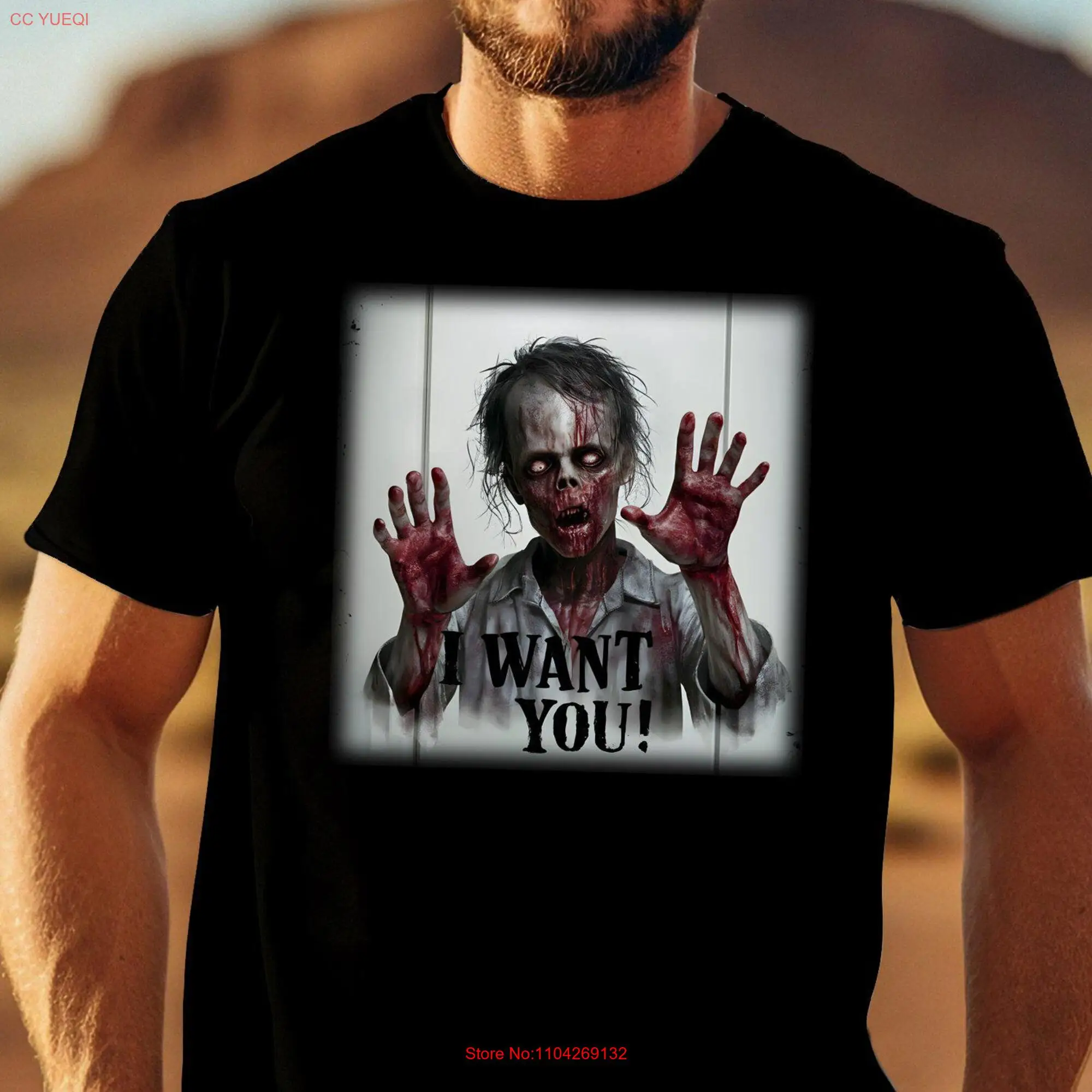Страшная футболка с зомби на Хэллоуин дизайн Я хочу тебя ужасы жуткие ходячие