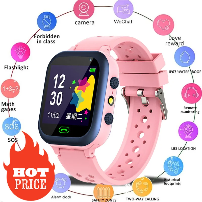 

Kids Smart Watch Sim Card Call LBS Tracker Location SOS Camera Voice Chat Waterproof Smartwatch For Children Gift For Boys Girls