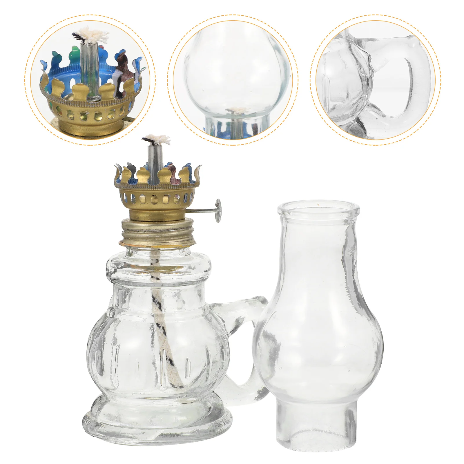 

Lamp Kerosene Oil Lantern Vintage Glass Lampsretro Decorative Rustic Decoration Camping Light Wall Desktop Indoor Mini Small