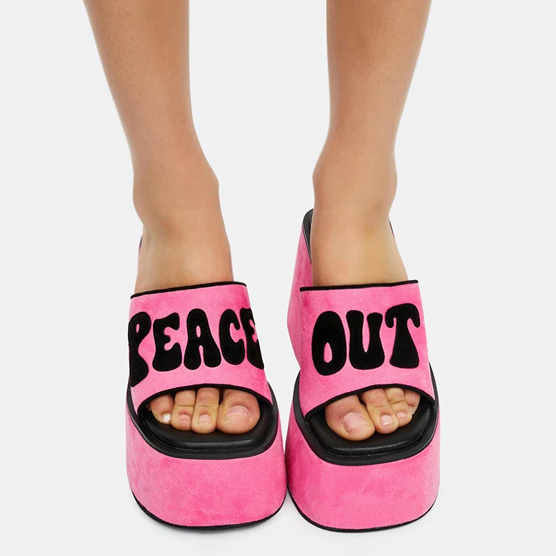 Rose Pink Wedge Platform Increased Ankle-Strap Sandals 9cm 2023 Summer New Short Music Small Sponge Cake Slipper Women