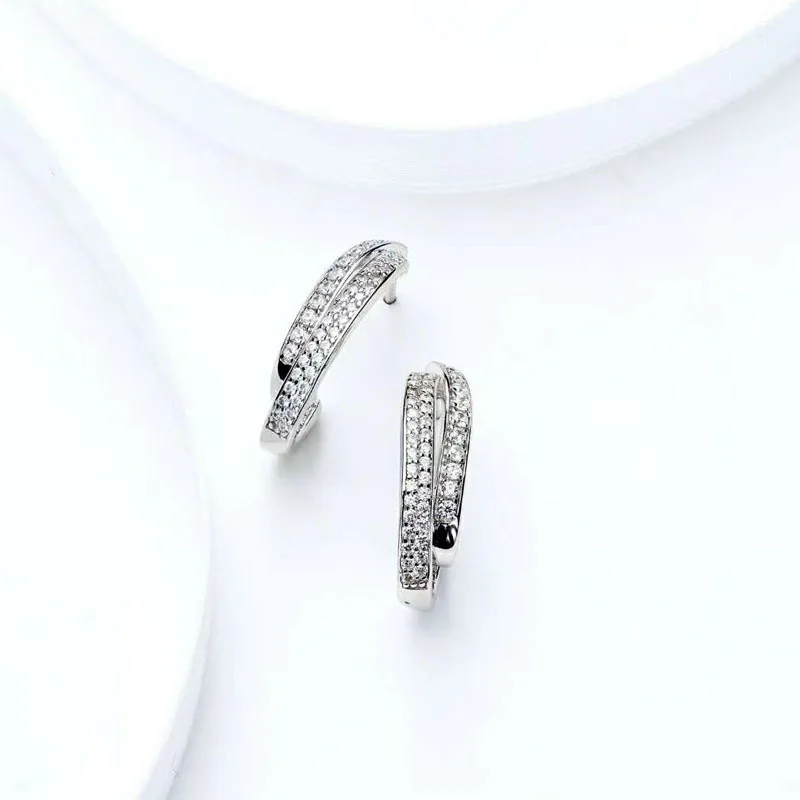 Boucles d'oreilles en diamant et argent Sterling 925 pour femme et fille, bijoux créoles à haute teneur en carbone, à la mode, de luxe, cadeau de mariage