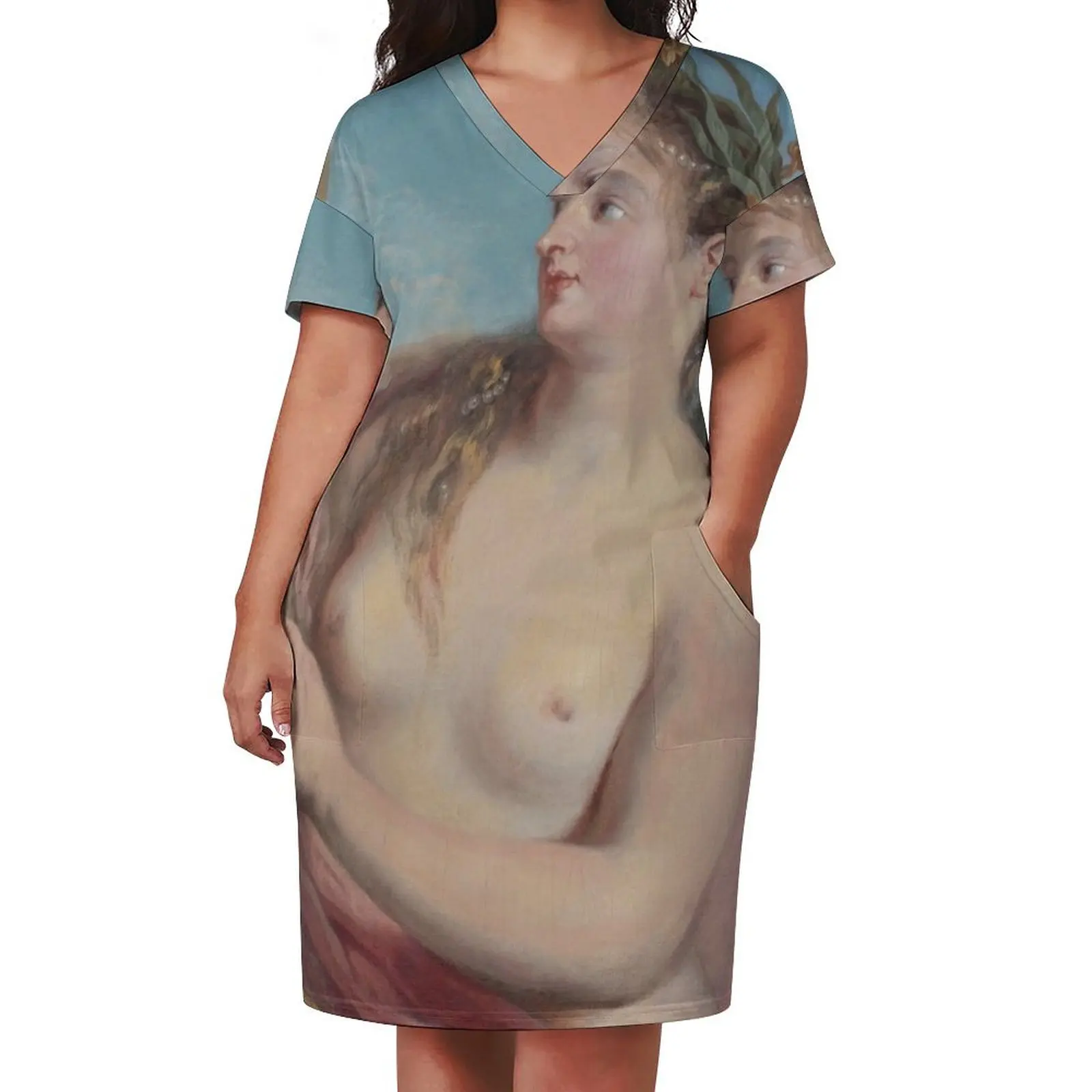 Nymphe de fontaine-Антуаан Ватто свободное платье с карманами одежда для выпускного