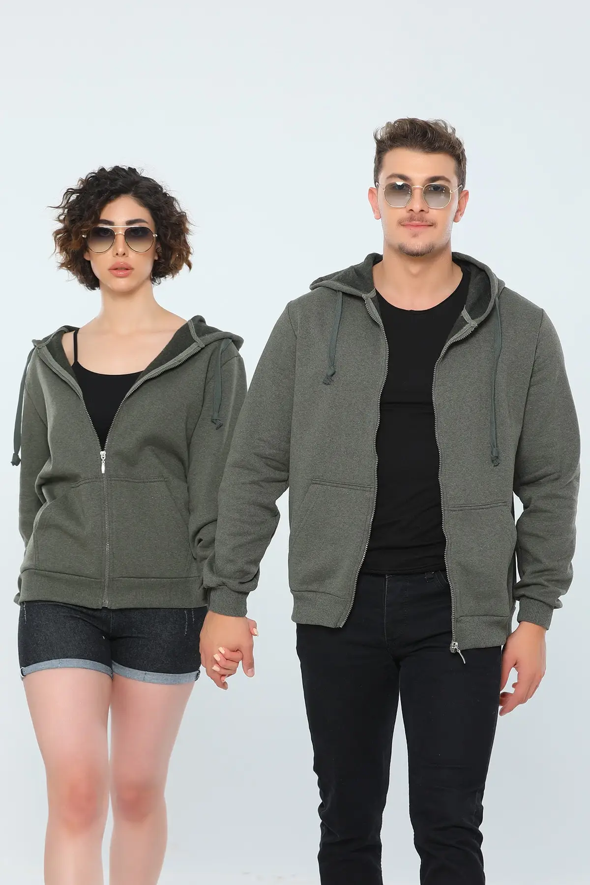

Women's Sweatshirt Khaki Dear Combination Hooded Zippered Hoodies Fashion All Season New Designer Pullovers Fleece Hoodies