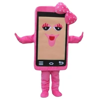 pink mobile phone mascot costume adult parade unisex adversting party fancy dress set