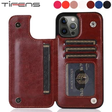 Leather Phone Case For iPhone 13 12 Mini 11 Pro X XS Max XR 6 6s 7 8 Plus SE 2020 Card Slots Magnetic Shockproof Business Cover
