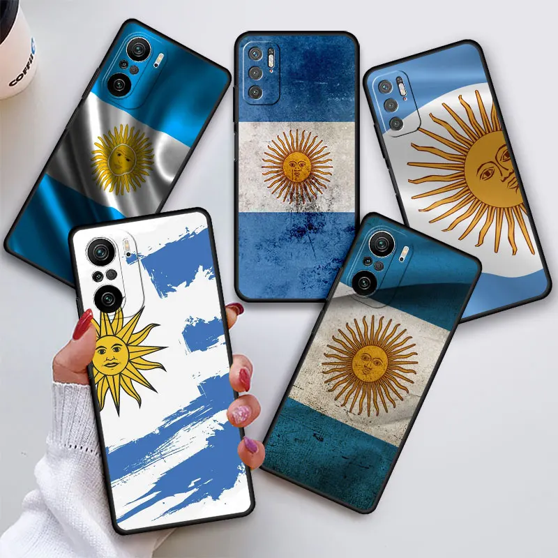 

Soft Phone Case for Redmi Note 10 12 8 8T 11 Pro 12C 9S 9 7 9T K50 Gaming 9C 9A Note 10 4G Blakc Capa Argentina Flag