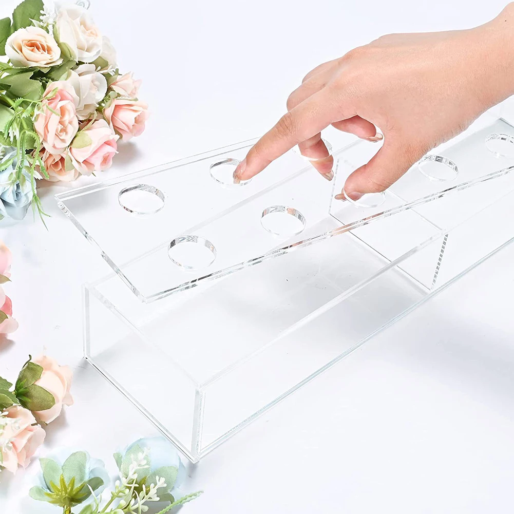 

High Quality Potted Vases Flower Vase 12 Holes 29cm Long Clear Acrylic Floral Centerpiece For Dining Table For Weddings