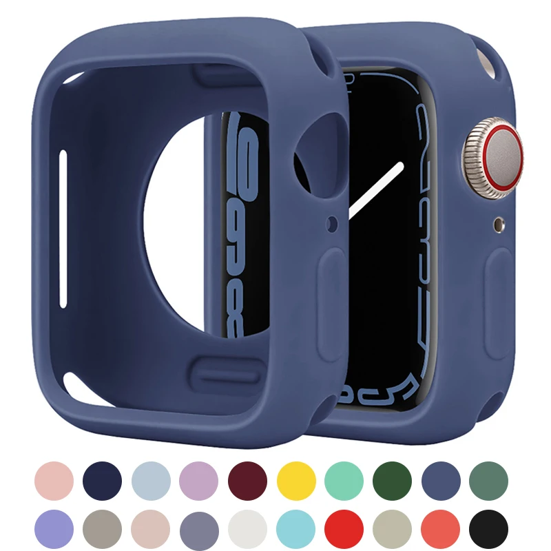 

Мягкий силиконовый чехол для Apple Watch 7 45 мм SE 6 5 4 3 40 мм 44 мм, защитный чехол для iWatch серии 7 6 5 38 42 41 мм, бампер