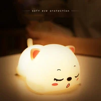 cute cat creative gift pat night light childrens toy colorful silicone light birthday gift