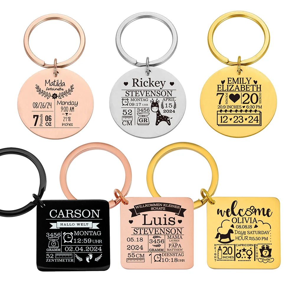 Детский брелок на заказ индивидуальное имя дата рождения время вес высота