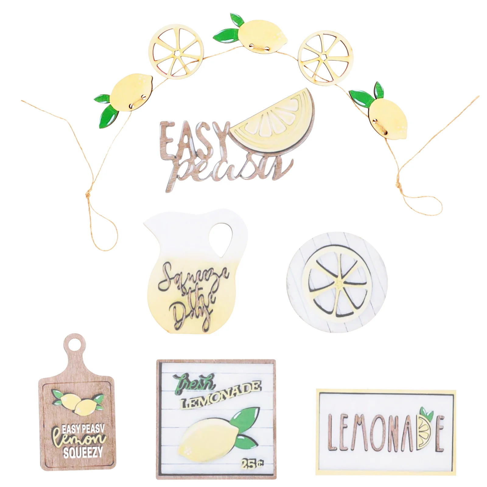 7Pcs Lemon Elements Tray Adornments Festival Party Scene Decors Tray Ornaments