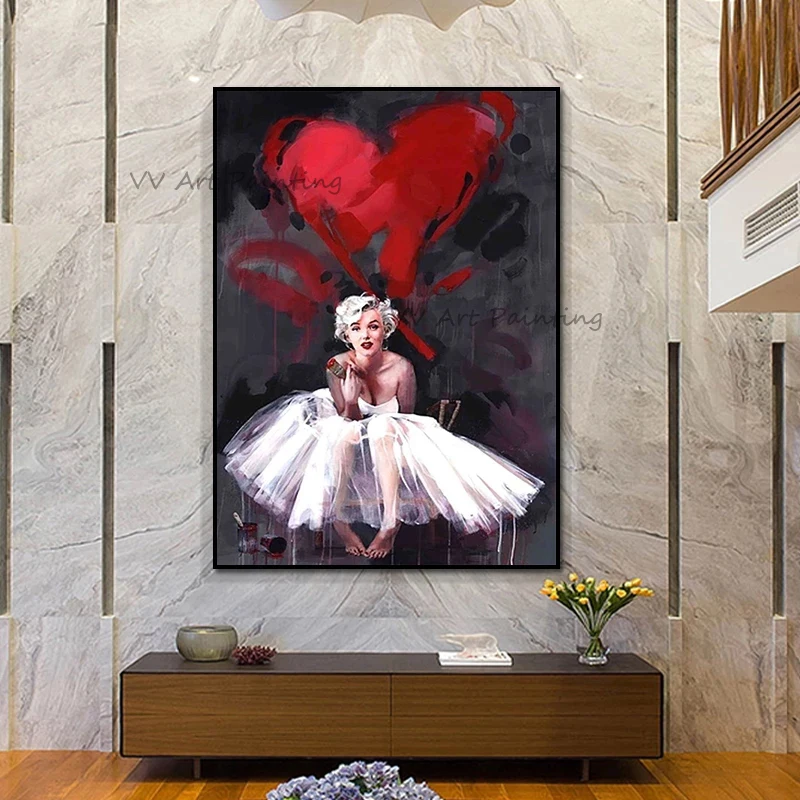 

The Marilyn Monroe Latest Handmade Abstract Style Portrait Oil Painting On Canvas for Decor Star Painting Home Heart Decor Love