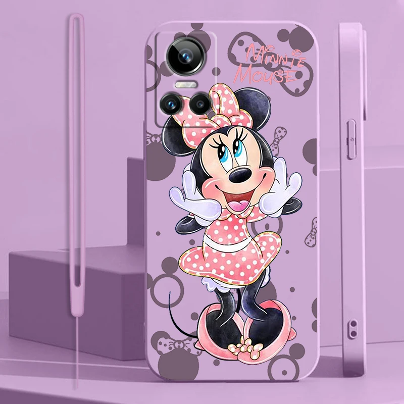 

Mickey Minnie Love For OPPO Realme GT2 Explorer Master Neo3 C21Y 10 9 8 6 5 4G 5G Pro Liquid Rope Soft Phone Case Coque Capa