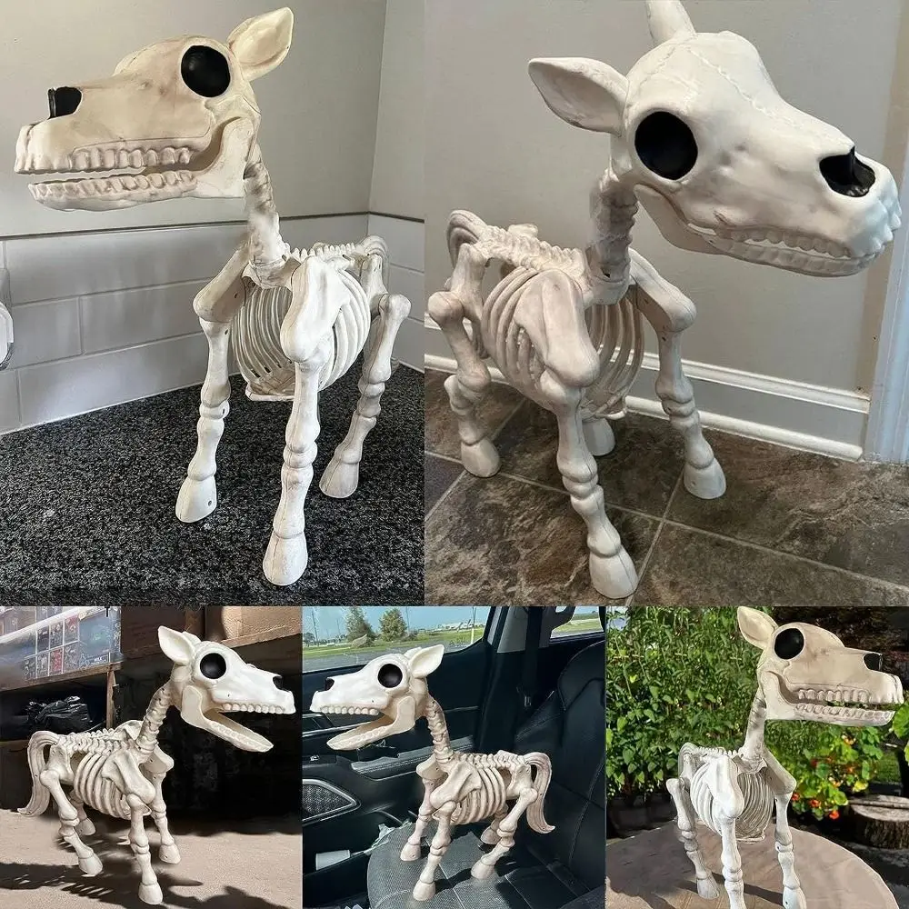 

Horror Prop Halloween Cow Skeleton Creepy Scary Party Decoration Bone Ornament Animal Skeleton Resin Horse Skull Prop Indoor
