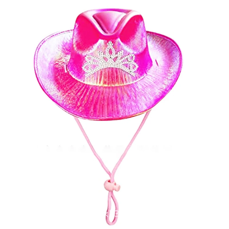 

Party Hats for Women Pink Cowboy Hat with Crown Design Costume Accessories
