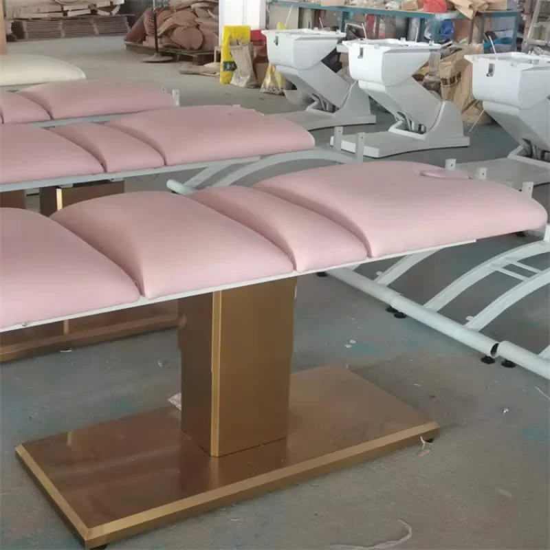 Кресло массажное розовое электрическое для салона красоты с 3 двигателями