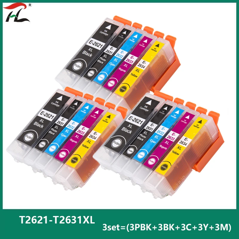 

HTL Compatible for T2621 T2631 - T2634 Ink Cartridge for EPSON XP 520 600 605 610 615 620 625 700 710 720 800 810 820 Printer