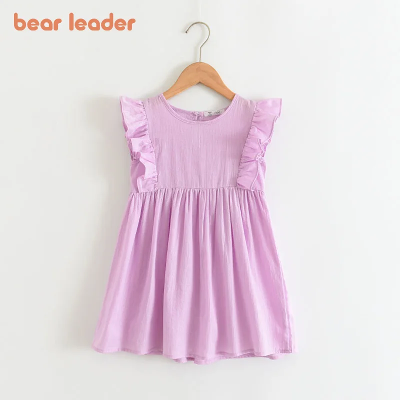 

Bear Leader Solid Girls Dress New Summer Toddler Baby Flying Sleeve Clothing Children Ruffles Princess Dress Vestidos 3-7 Years