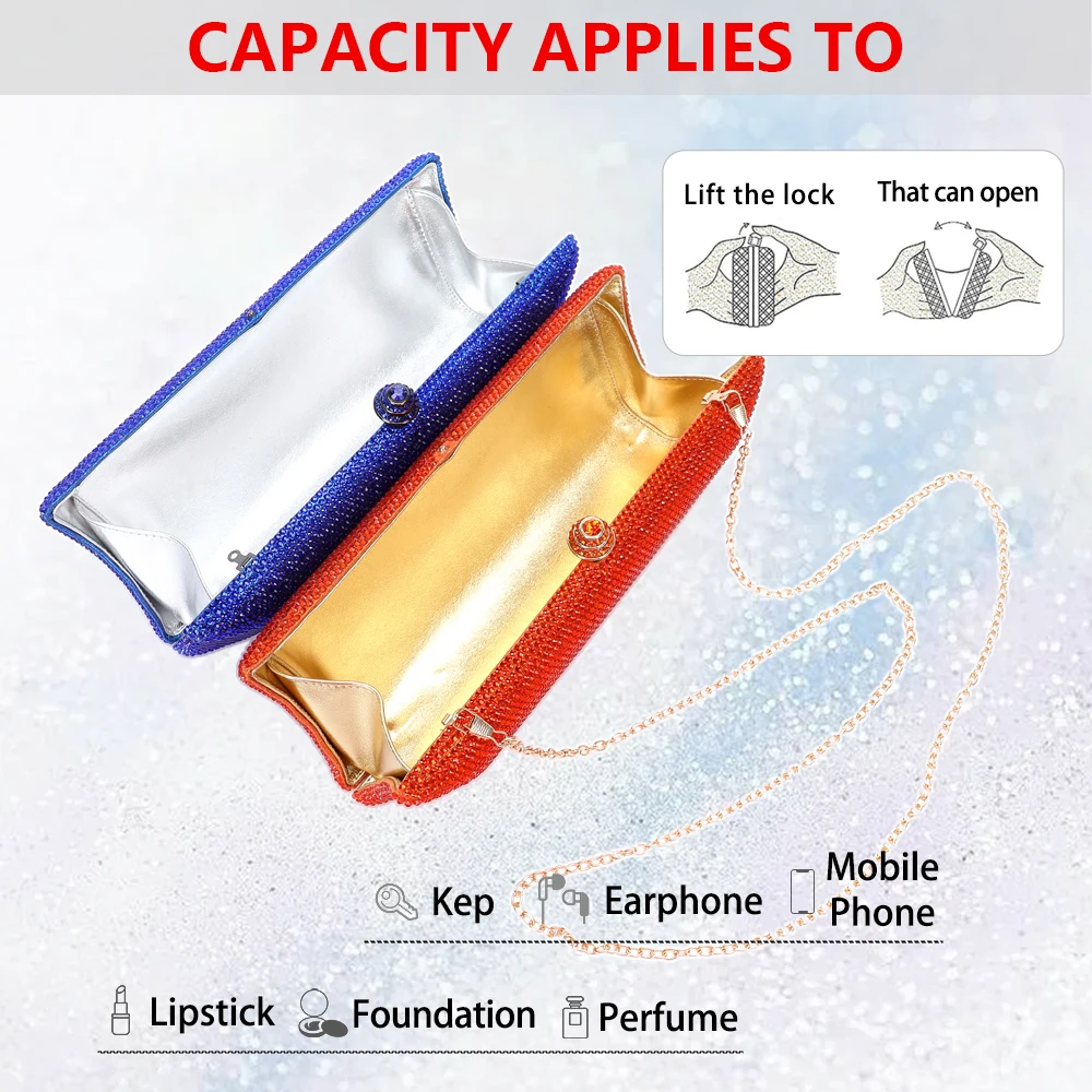 Банкетный кошелек со стразами шампанское/серебро/черный/золотой вечерние сумки