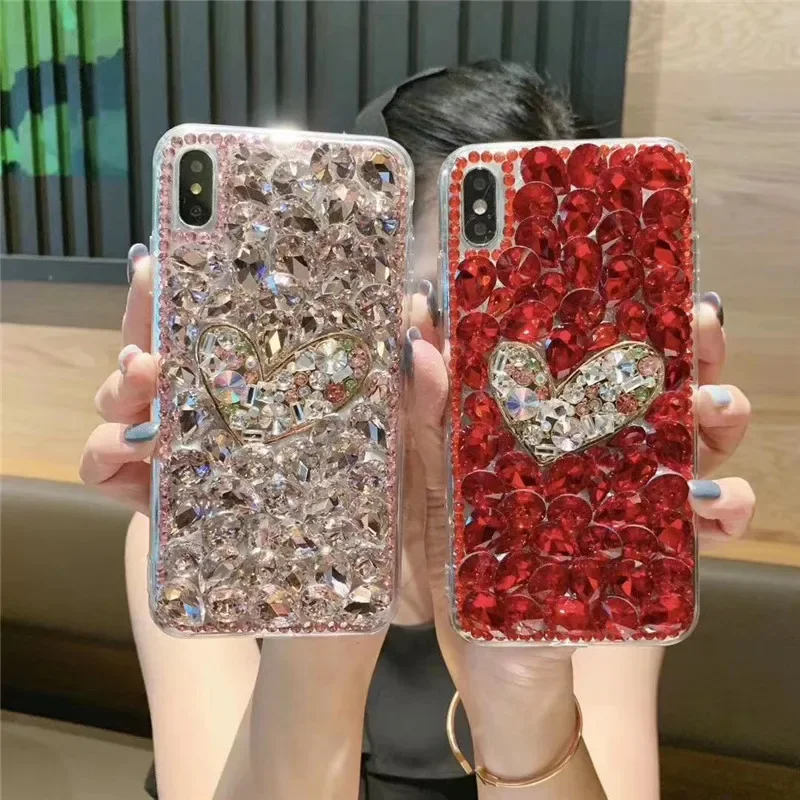 Чехлы для телефонов со стразами Iphone 15 Pro 14 13 12 11Pro Max XS XR X Funda Clear Diamond Phone Back Coque 6 7 8 Plus